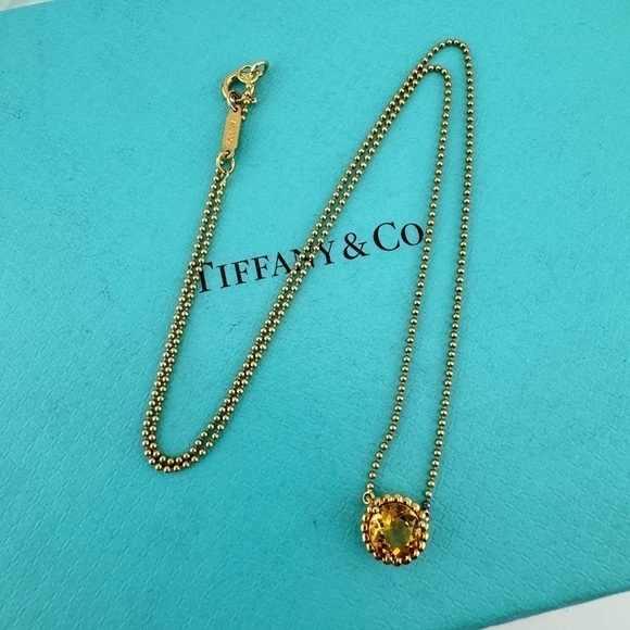 RARE Tiffany & Co. Citrine Sparkler Beaded Chain Necklace 18k Yellow Gold 🧡 - Picture 4 of 8